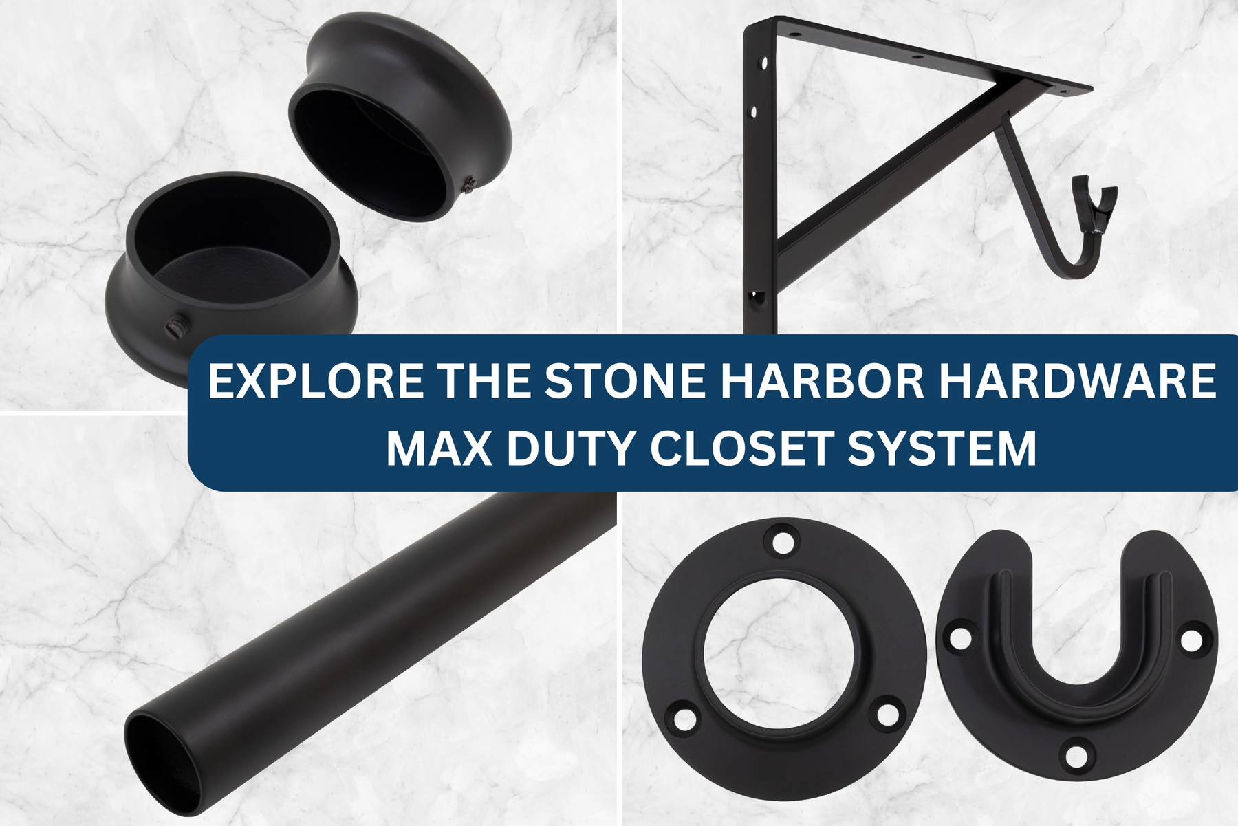 Explore the Stone Harbor Hardware Max Duty Closet System Graphic with hardware in Matte Black