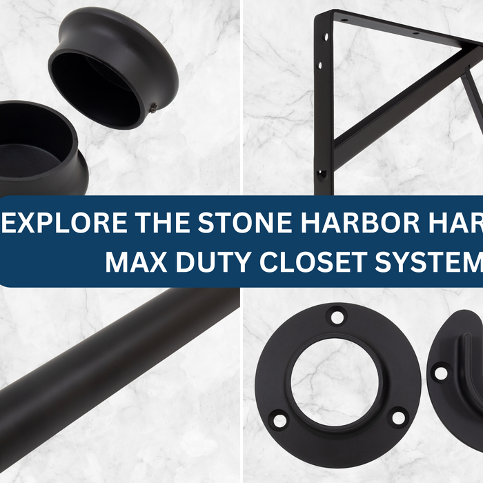 Explore the Stone Harbor Hardware Max Duty Closet System Graphic with hardware in Matte Black